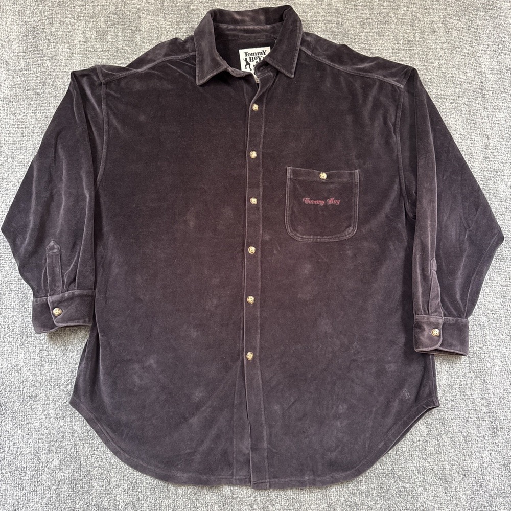 Vintage Rare 90s Tommy Boy Records Velour Promo Shirt Black XXL Hip Hop Rap